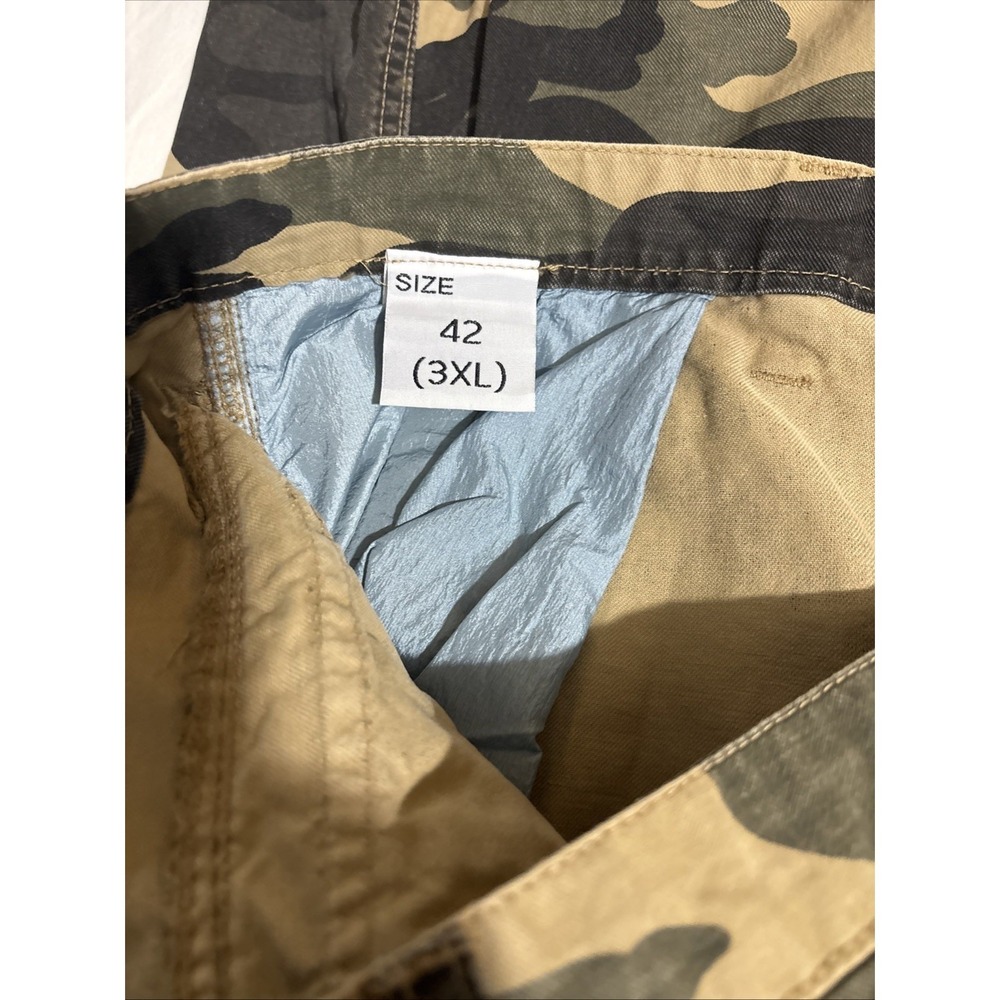 Mens Woodland Camo Cargo Pants Green Brown Tan Utility Multi Pocket Trousers - Picture 10 of 14